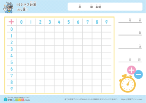 小学1年生 百マス計算